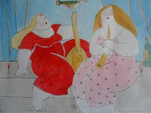 Ada Breedveld - Handgekleurde ets, Titel. "Kleine pauze". kopen? Bied vanaf 50!