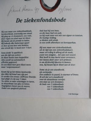 Frank Rosen - Zeefdruk. titel, De ziekenfondsbode, met gedicht van Erik Huizinga. kopen? Bied vanaf 23!