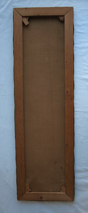 Niet of onleesbaar gesigneerd - Olieverf op doek, Vrouw met bloemetjeshoed – 100 x 30 cm - oud kopen? Bied vanaf 1!