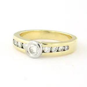 14k bicolour gouden ring met briljant geslepen diamant tot. 0.55ct 5.3 gram kopen? Bied vanaf 710!