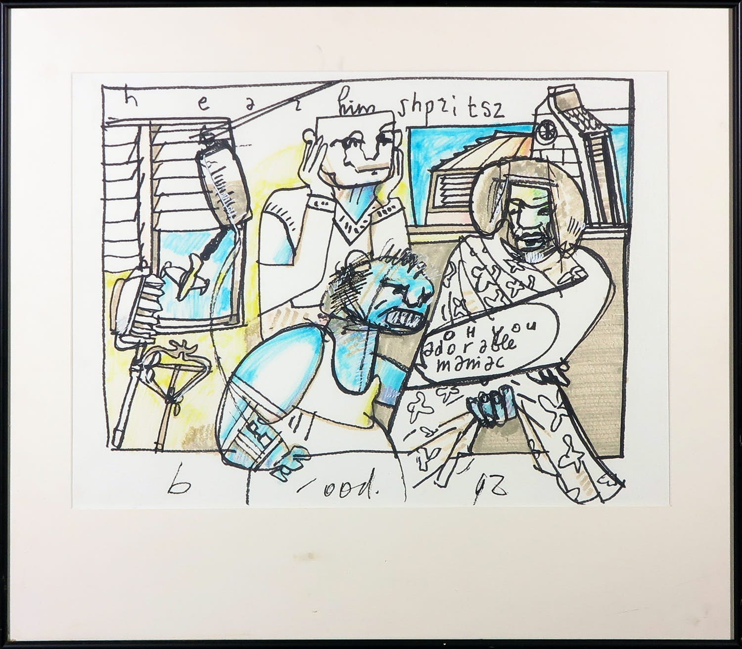 Herman Brood - Stifftekening, Oh you're adorable maniac - Ingelijst kopen? Bied vanaf 500!