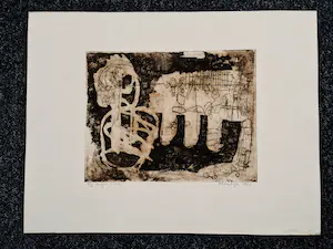 Jan Montyn - Grote monochrome - eigen druk - 1961 Ets "God verbannen" kleine oplage (4/7) kopen? Bied vanaf 110!