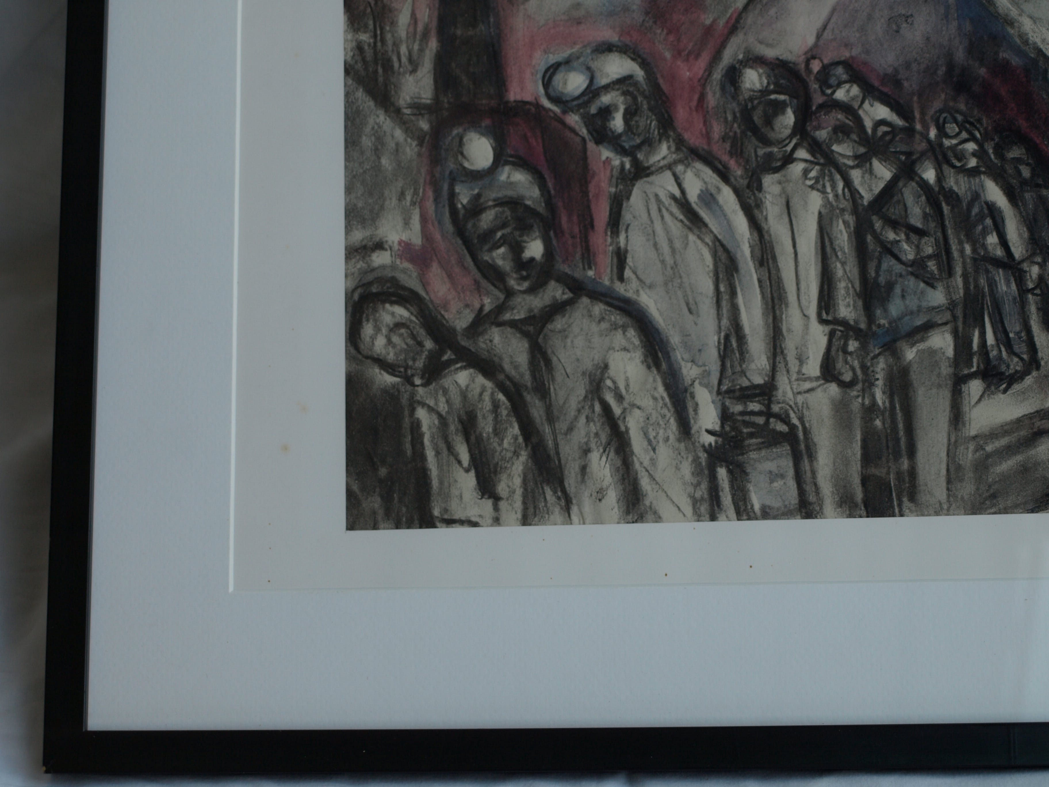 Niet of onleesbaar gesigneerd - Tekening , Mijnwerkers, Kompels - ingelijst - 1959 kopen? Bied vanaf 1!