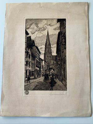 Niet of onleesbaar gesigneerd - Gezicht op de dom van Schwerin kopen? Bied vanaf 1!