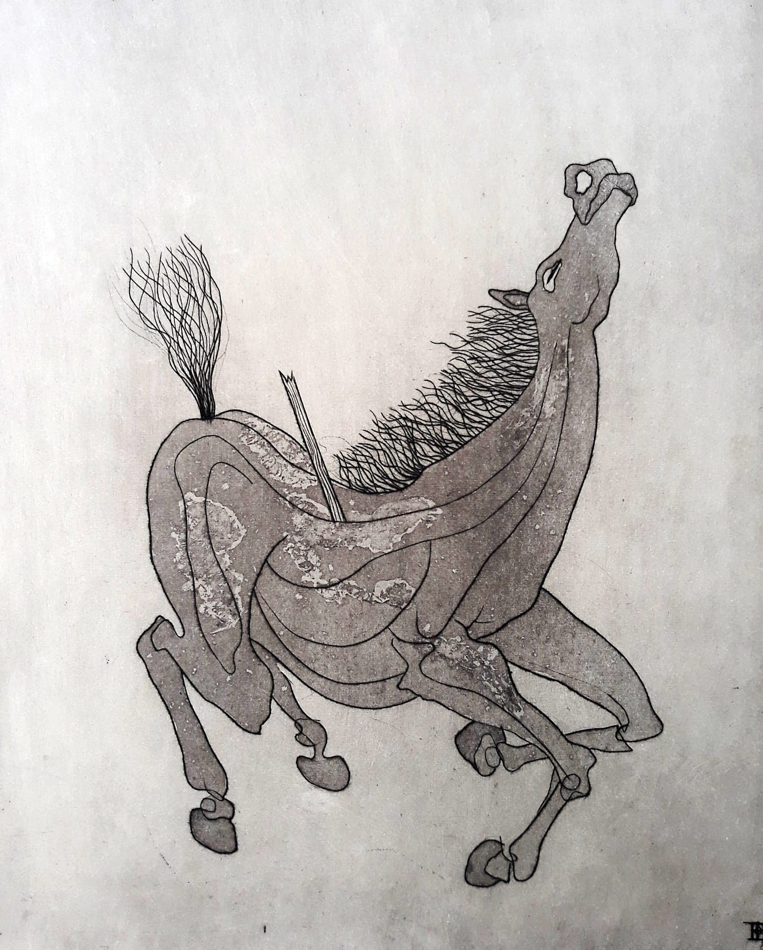 Jacques Houplain - Cheval blessé, aquatint ets kopen? Bied vanaf 1!