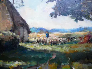 Jan Damme - Boerderij in nazomers landschap -olieverf circa 1940- kopen? Bied vanaf 100!