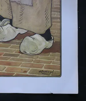Henry Cassiers - Litho, 'Volendammers' gebruikt in reclame 'Elixer De Kempenaar' kopen? Bied vanaf 1!