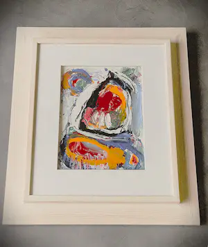 Gerriet Postma - bekend Fries expressionist - "dik in de verf" abstract olieverf - mooi ingelijst kopen? Bied vanaf 178!