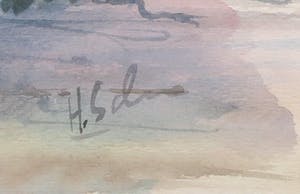 Niet of onleesbaar gesigneerd - Aquarel op papier, Zonder titel - Ingelijst kopen? Bied vanaf 1!