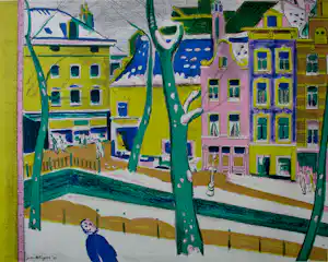 Jan Wiegers - Kleurenlitho: Achterburgwal Amsterdam verkauft für € 100!