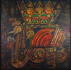 Niet of onleesbaar gesigneerd - Acryl op doek, Bali (Zeer Groot!) kopen? Bied vanaf 10!