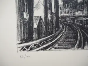 Adriaan Lubbers - New York, Subway at Chatham square, Lithographie originale signée kopen? Bied vanaf 250!