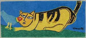 Corneille - Tapijt van wol, Le chat Jaune + certificaat van echtheid kopen? Bied vanaf 400!