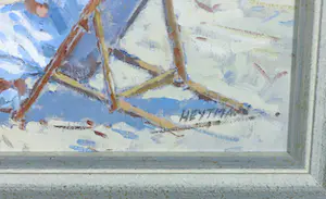 Willem Heytman - Olieverf op doek, Terras met uitzicht over het strand - Ingelijst kopen? Bied vanaf 400!