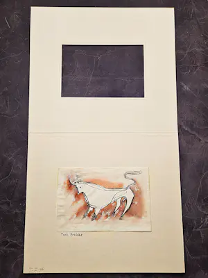 Henk Brokke - Expressionistische gemengde techniek (aquarel, inkt, wash) "Stier" gesigneerd kaufen? Bieten Sie von 43!