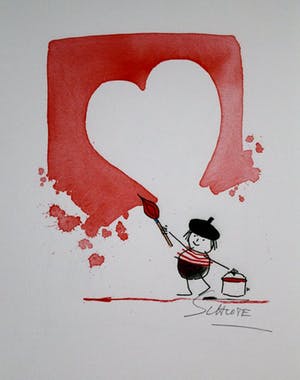 Wilhelm Schlote - Kleurengiclee IN LOVE Handgesigneerd. kopen? Bied vanaf 45!