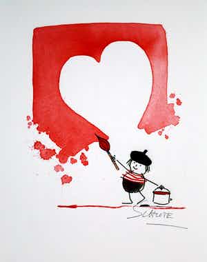 Wilhelm Schlote - Kleurengiclee IN LOVE Handgesigneerd. verkocht voor € 45!
