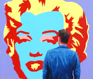 Gerard Boersma - Marilyn (Man genietend van schilderij Andy Warhol) kopen? Bied vanaf 125!