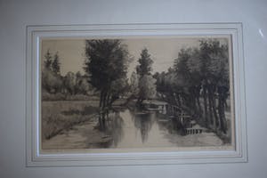 Nico van der Jagt - Ets - Poldersloot met knotwilgen -1948 kopen? Bied vanaf 60!