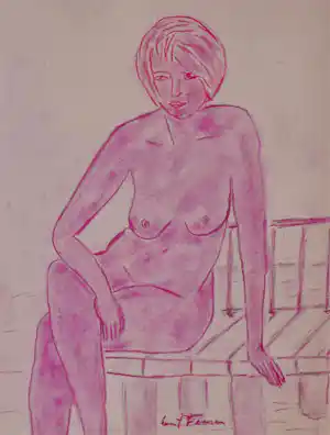 Ernst Fermen - Rötelzeichnung -Aktmodel Dora- Auf dem Wassersteg kopen? Bied vanaf 95!