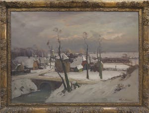 David Schulman - Olieverf op doek, Boerendorp - Ingelijst (Groot) kopen? Bied vanaf 1000!