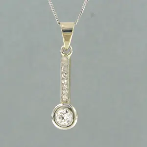 14k wit gouden collier met bicolour gouden hanger met diamant - 45 cm kopen? Bied vanaf 320!