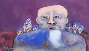 Henk Sparreboom - Gouache, Zonder titel (Zeven hoofden) kopen? Bied vanaf 1!