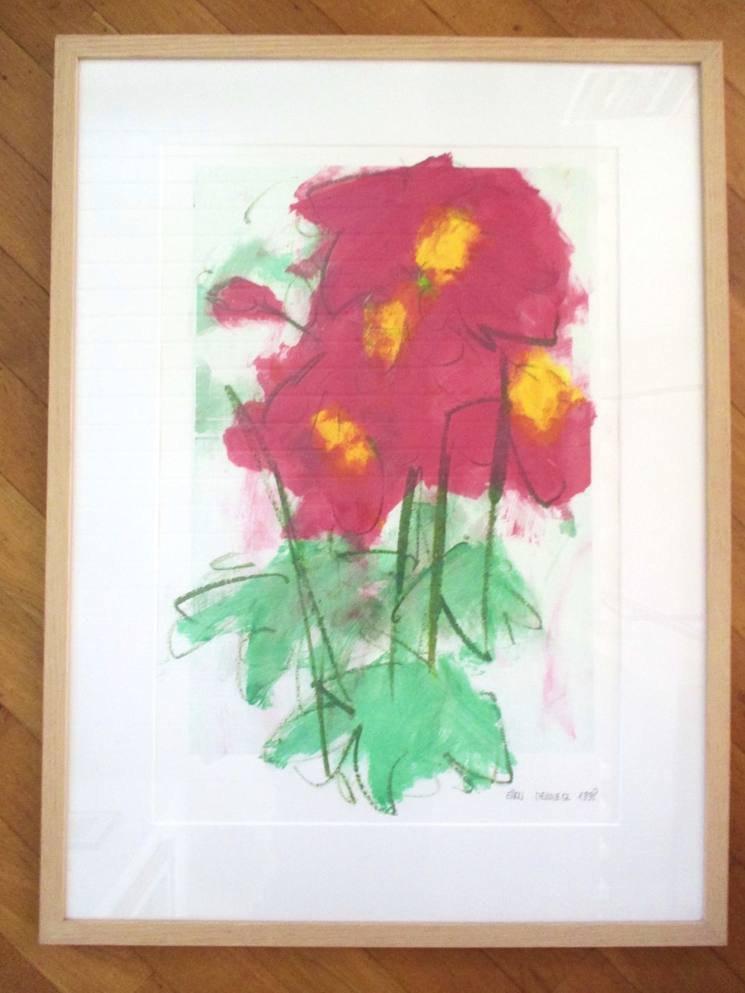 Ellen Meuwese - Mooi ingelijste grote monoprint OPRUIMING kopen? Bied vanaf 25!