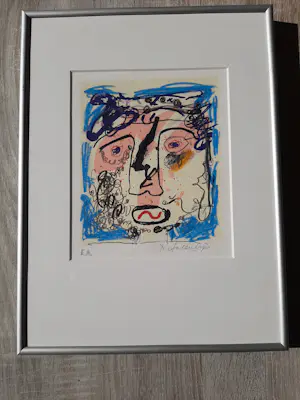 Kees Salentijn - Zeefdruk, Gezicht, ingelijst. kopen? Bied vanaf 50!