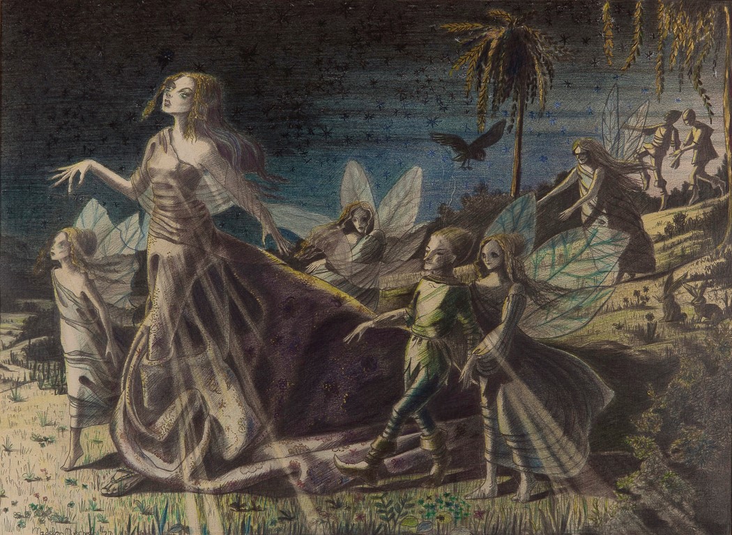 Madelon Overbeek - Titania - Kleurpotlood en goudverf op papier - BKR Arnhem kopen? Bied vanaf 10!