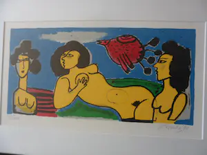 Corneille - Litho. Femmes et Oiseau - 1991 - 73/200 - Ingelijst kopen? Bied vanaf 225!