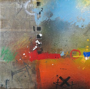 Theo Koster - Zeefdruk en collage op doek, Zonder titel (met ophangsysteem) kopen? Bied vanaf 35!