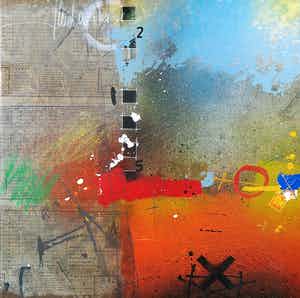 Theo Koster - Zeefdruk en collage op doek, Zonder titel (met ophangsysteem) verkocht voor € 35!