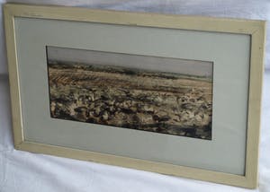 Wim Steijn - Tekening pastelkrijt , “Landschap” – gesigneerd & ingelijst – ca 1970 kopen? Bied vanaf 40!