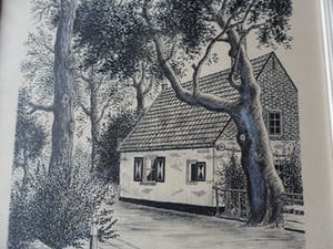 Jan pannekeet - Tekening van een weg met bomen en een woning. kopen? Bied vanaf 10!