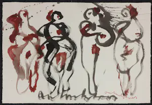 Anton Heyboer - Zeer grote inkttekening, Vier vrouwen kopen? Bied vanaf 350!