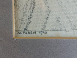 Niet of onleesbaar gesigneerd - Asperen, toren van de Catharinakerk. (1940) kopen? Bied vanaf 1!