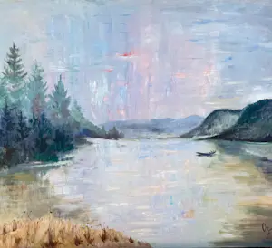 Buy Marie Louise Ogier - Landschaft mit See und Boot - ca. 1960 - XXL? Bid from 500!