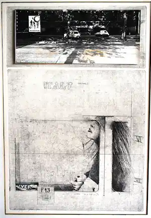 Rolf Weijburg - Detail in Italië - (Milaan) - ets / fotocollage - oplage 1/10 vendu pour 50€ !