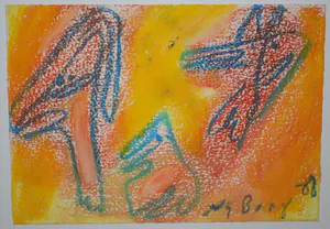 Peter Nyborg - [Denemarken] - abstract werk uit 1988 - mooi ingelijst kopen? Bied vanaf 90!
