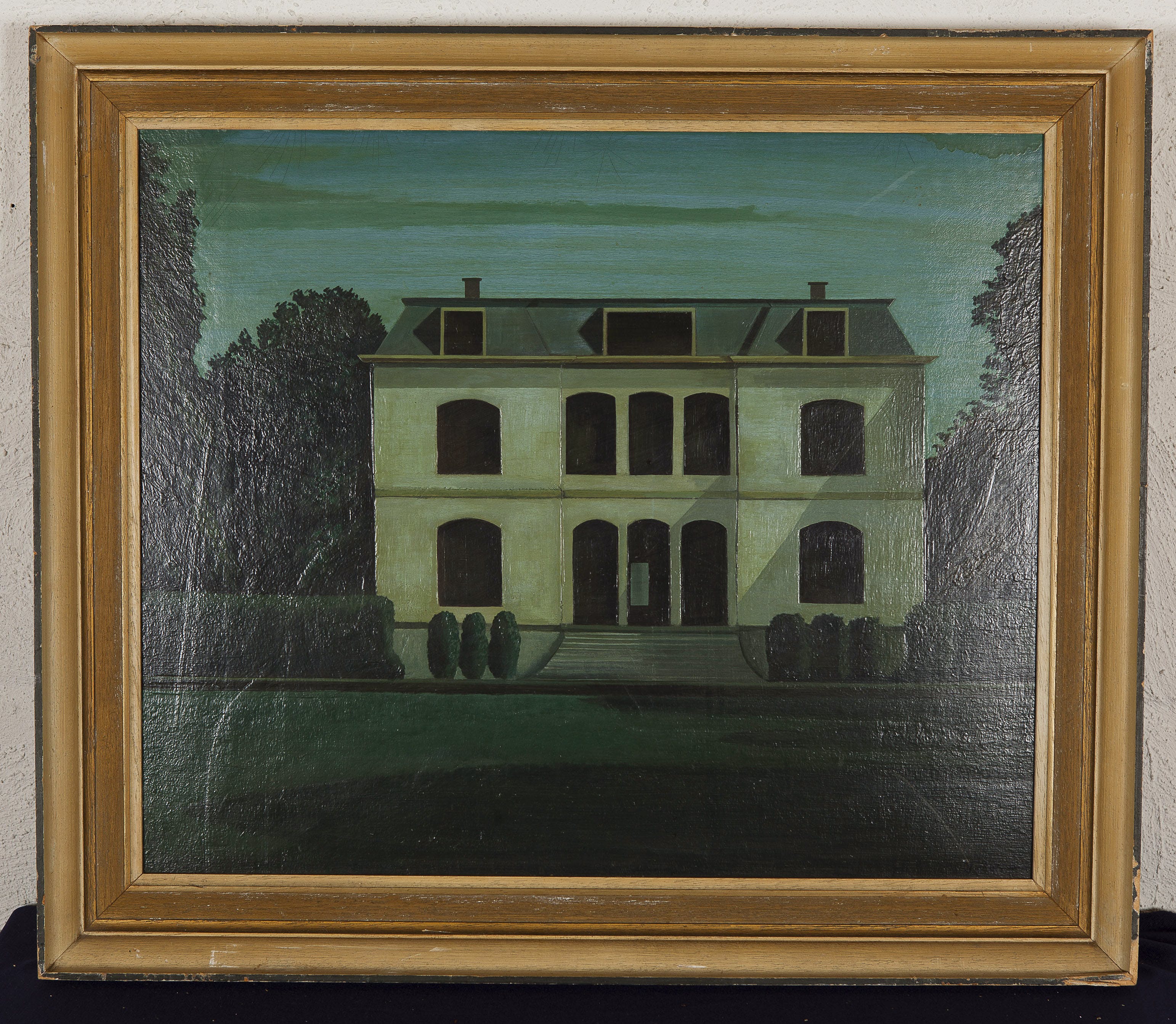 Rinus Rutjes - Landhuis - Olieverf op hardboard - gesigneerd r.o. - BKR Den Haag - 1951 kopen? Bied vanaf 10!