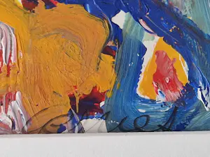 Gerriet Postma - bekend Fries expressionist - "dik in de verf" abstract olieverf - mooi ingelijst kopen? Bied vanaf 178!