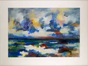 Jelle Hoogstra - Krijttekening, Kleurrijk landschap - Ingelijst (Groot) verkauft für € 70!