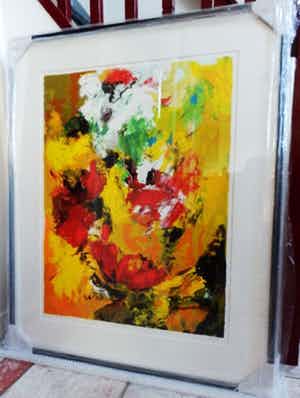 Charlotte Molenkamp - Kleurenzeefdruk ZOMERTUIN INGELIJST!! verkocht voor € 225!