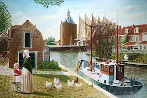 Francisco Perez Anguita - Olieverf op doek, Enkhuizen - Ingelijst (Groot) kopen? Bied vanaf 1!