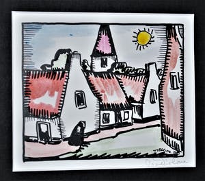 Toon Tieland - Dorpsgezicht - handgekleurd en handgesigneerd kopen? Bied vanaf 50!