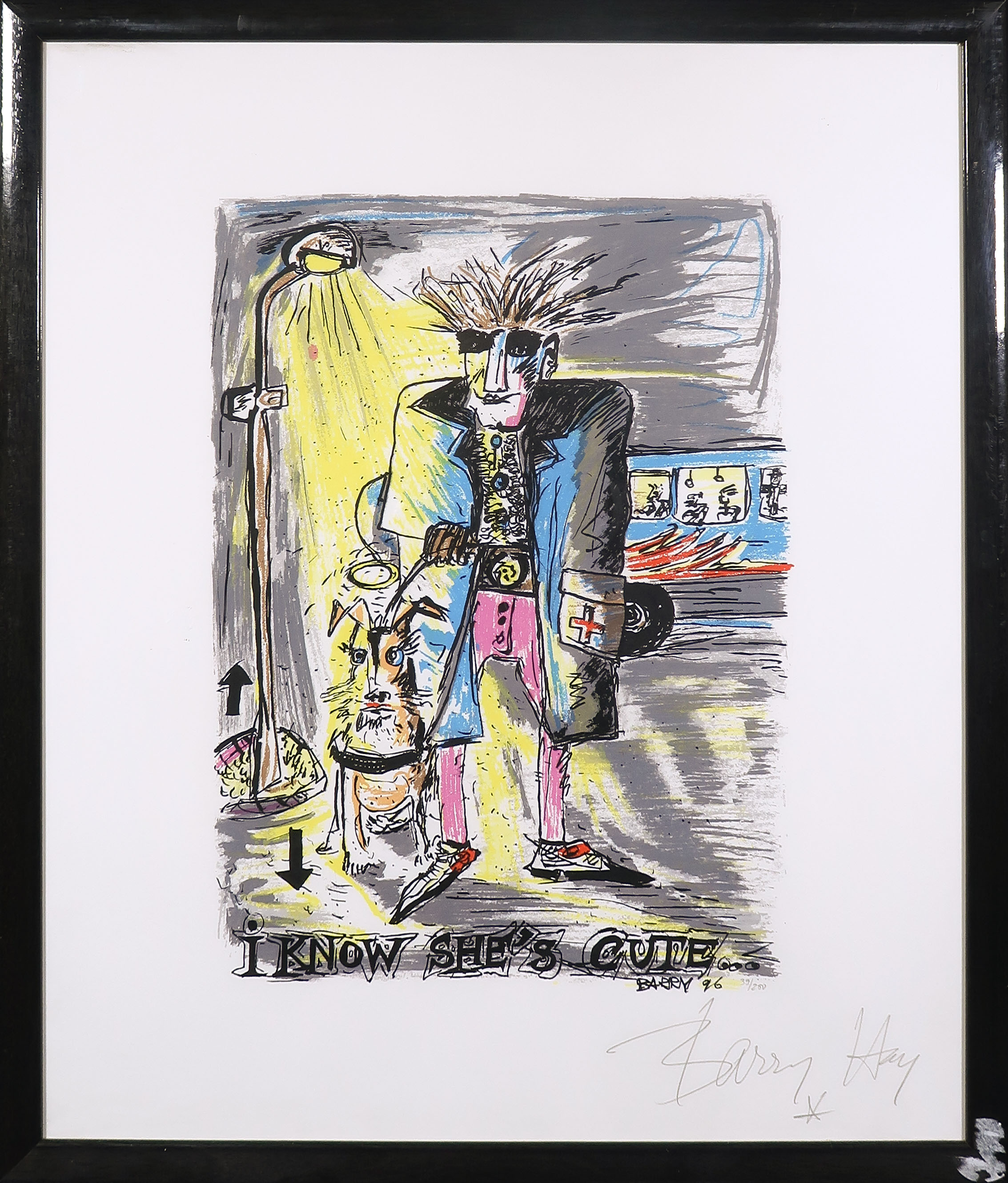 Barry Hay - Zeefdruk, I know she's cute... - Ingelijst verkocht voor € 100!