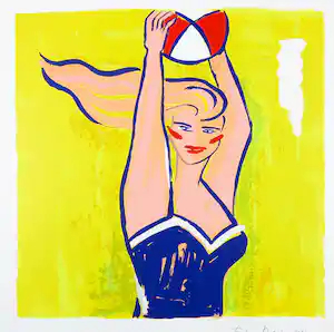Elvira Bach - Siebdruck, Ohne Titel (aus: Paraphrasen Zur Pop Art) verkauft für € 250!