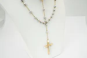 Fraai Italiaans 18 karaats Bi-Color Rozenkrans & Madonna collier - GROOT! kopen? Bied vanaf 860!