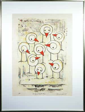 Hans Innemee - Zeefdruk, In front of the line - Ingelijst (Groot) verkocht voor € 150!